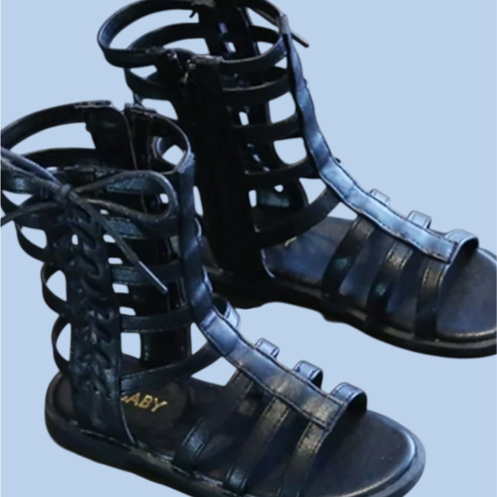 Black MG Baby Girls Gladiator Sandals - Size 12.5 US
